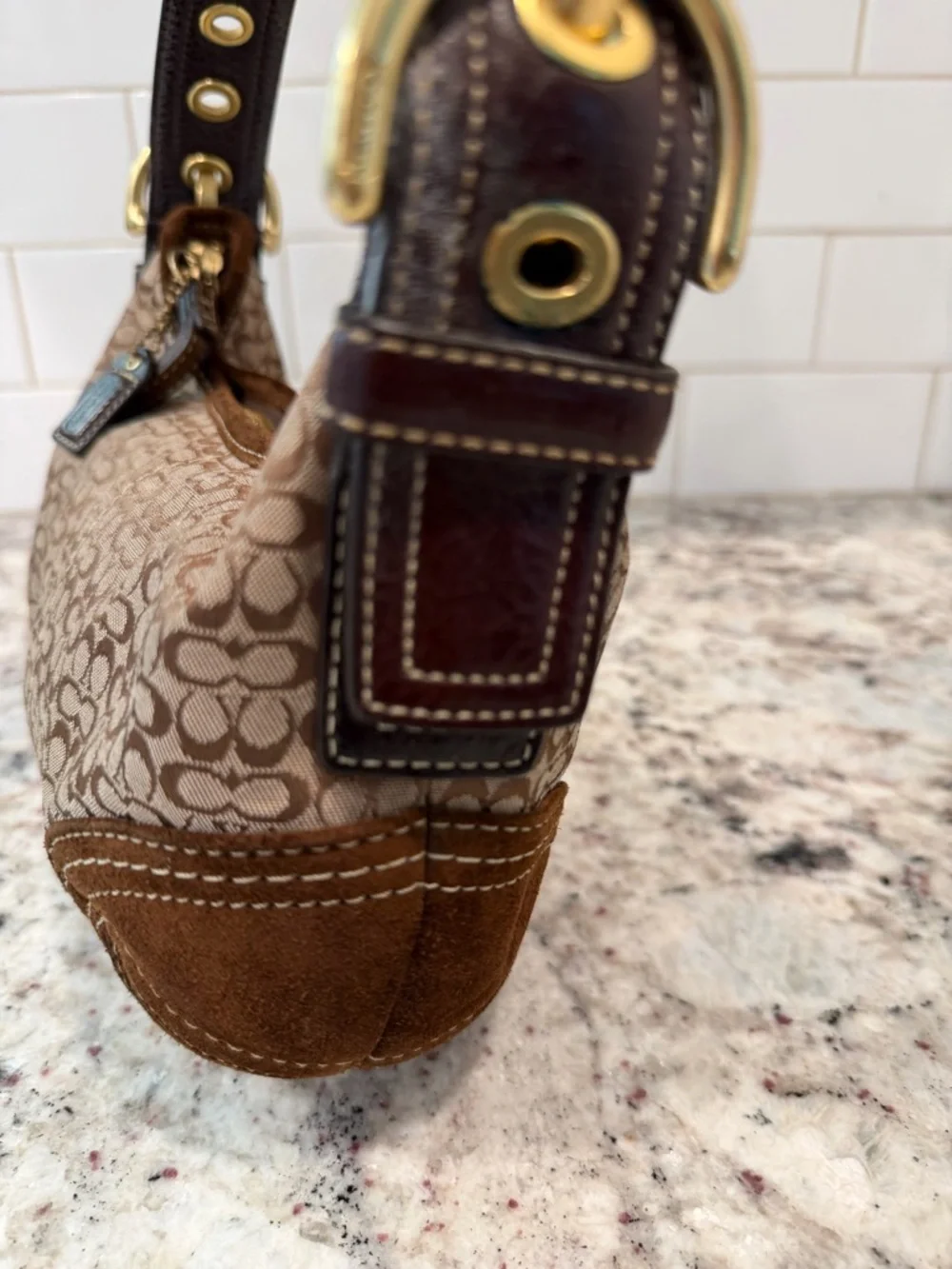 Coach Brown/Tan Signature Jacquard soho Shoulder Bag - Picture 14 of 16